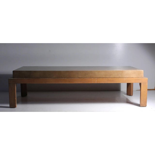 Vintage Leather Coffee Table attributed to Tommi Parzinger for Charak Modern For Sale In Chicago - Image 6 of 12