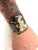 Mexican Vintage Solid Copper & Silver Cuff Bracelet Featuring a Raised Mayan or Aztec-Style Figure For Sale - Image 3 of 7