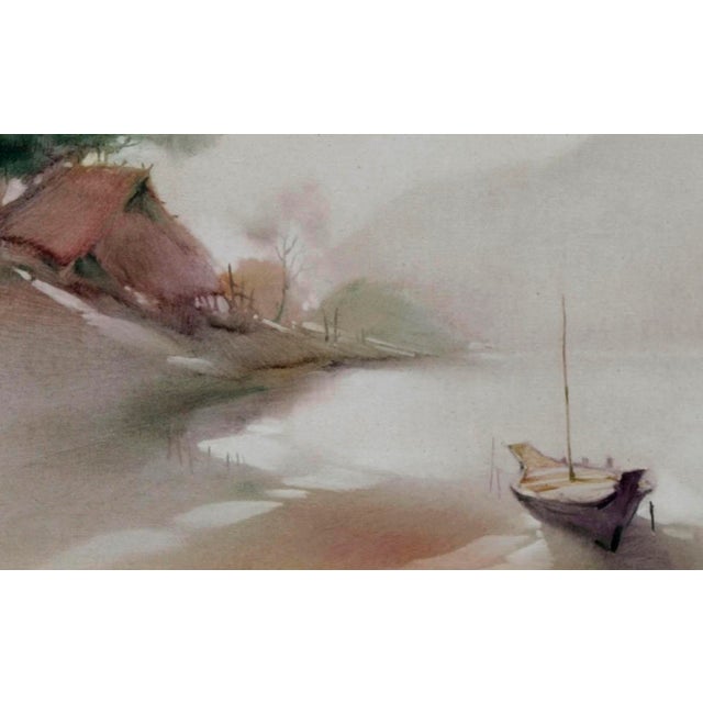 Boat at the Shore, Minimalist Landscape For Sale - Image 4 of 8