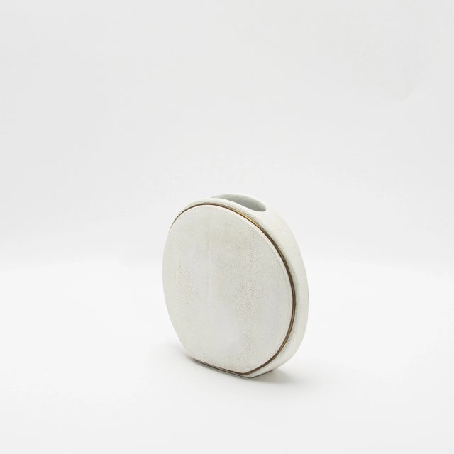 R & Y Augousti Shagreen Vase With Brass Details by R&y Augousti For Sale - Image 4 of 7