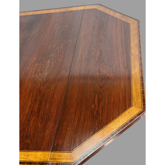 English Late 19th Century Antique English Sheraton Rosewood Satin Wood Banded Pembroke Drop Leaf Table For Sale - Image 3 of 11