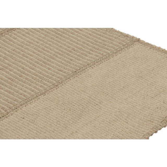 Rug & Kilim’s Contemporary Kilim With Textural Beige Stripes For Sale In New York - Image 6 of 7