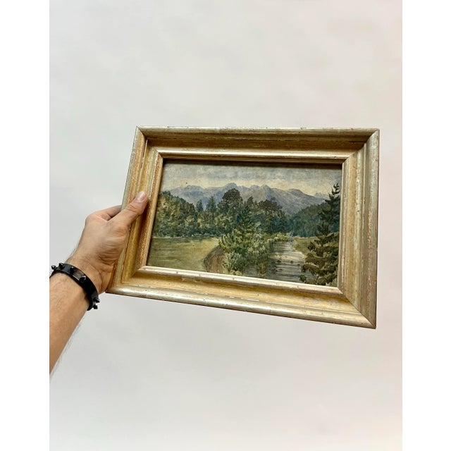 1960s Vintage Original Watercolor Landscape Painting, Custom Framed For Sale - Image 5 of 12