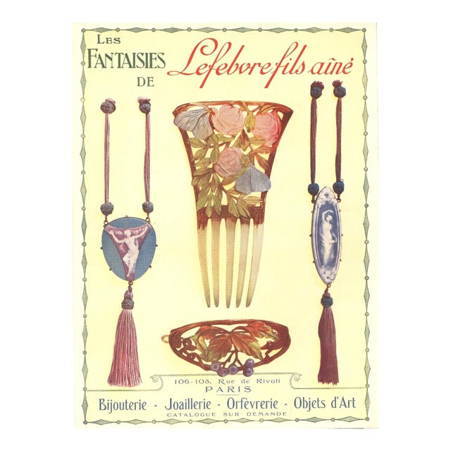 1921 French Antique Print-Art Nouveau Objects d'Art For Sale