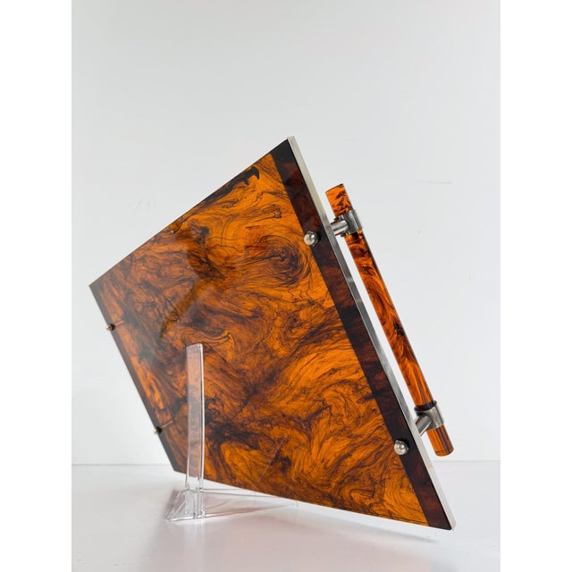 Large Faux Tortoiseshell Acrylic Glass Serving Tray in the style of Christian Dior, 1970s For Sale - Image 13 of 18