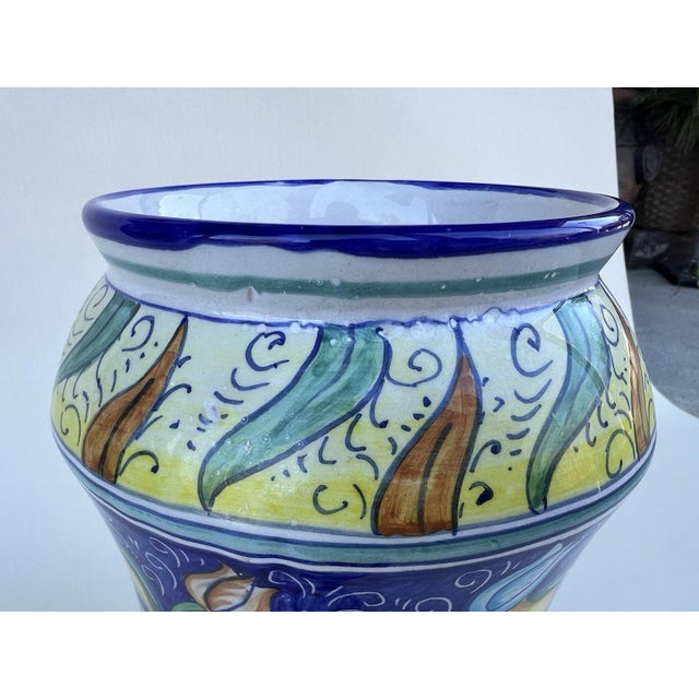 Ceramic Late 20th Century Jar With Lid, Mario Sambuco, Deruta Italy, Hand Painted, Vantage Italian For Sale - Image 7 of 17