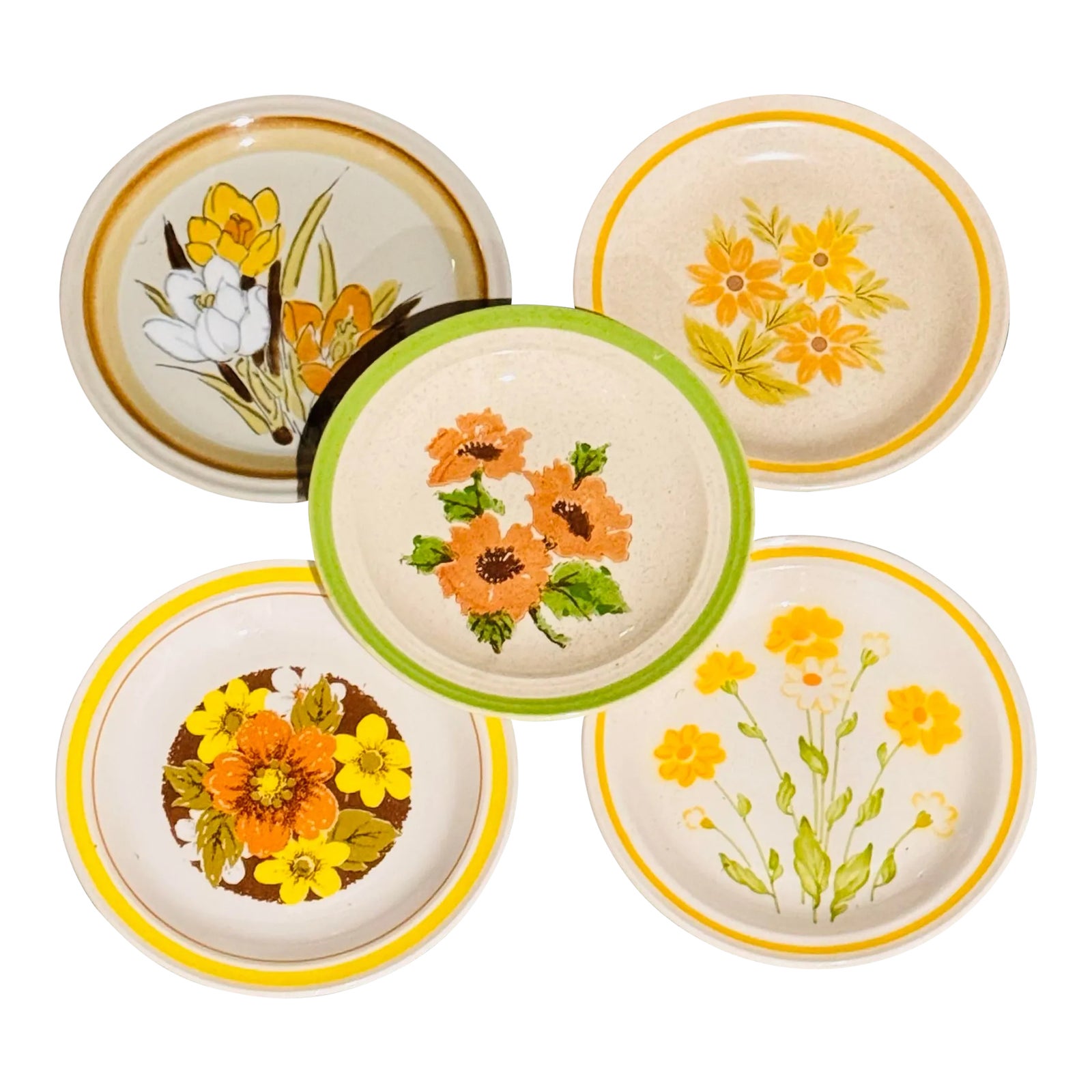 1970s Mismatched Set of 5 Vintage Floral Salad Plates Chairish