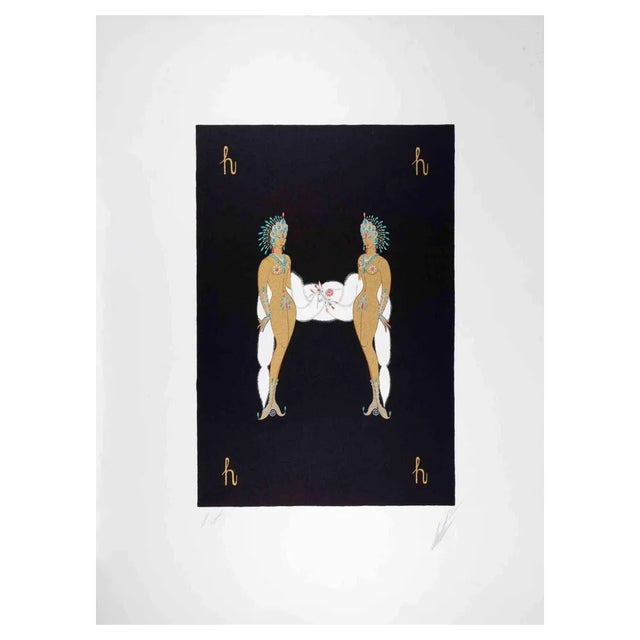 Erté, Letter H, 1976, Lithograph and Screen Print For Sale
