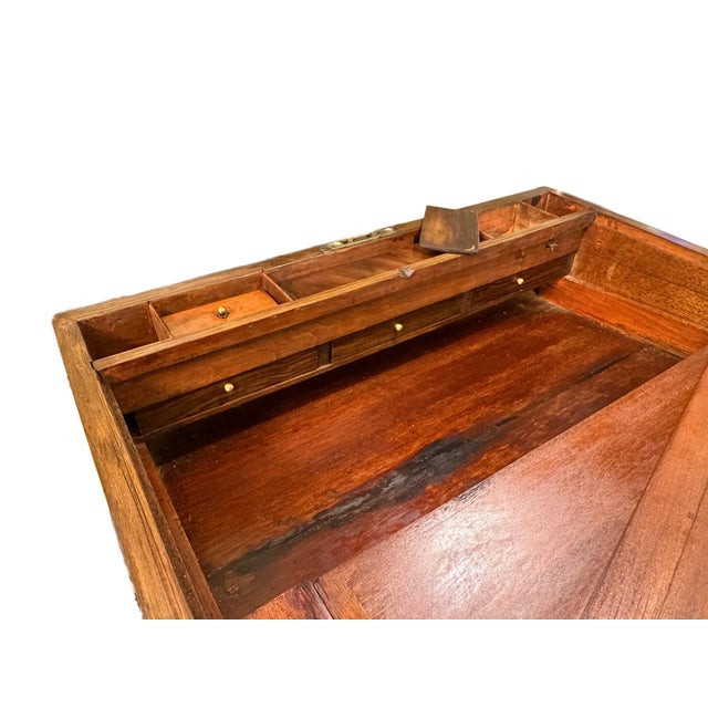 19th Century Victorian Burr Walnut & Brass Campaign Writing Slope W/Fully Intact Secret Drawers For Sale - Image 14 of 15