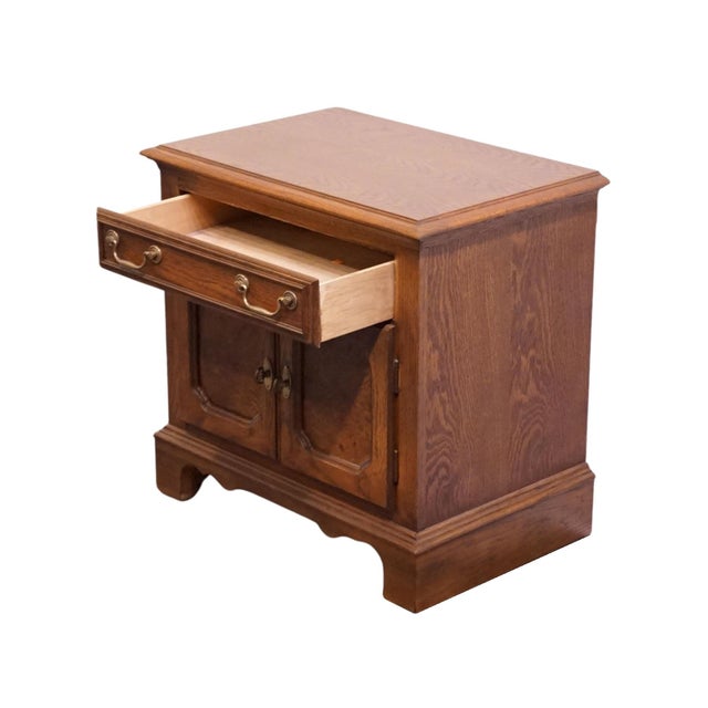 Wood Bassett Furniture Solid Walnut Early American 26" Cabinet Nightstand 260-2060-271 For Sale - Image 7 of 14