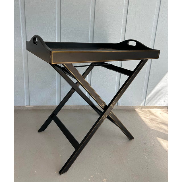 This is a reproduction of Regency / Early Victorian Butler's Tray Table made of solid wood with detachable top and folding...