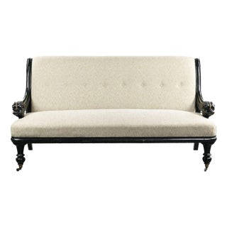 19th Century French Empire Style Sofa with Cream-Colored Upholstery For Sale