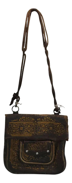 Old Hand Tooled Leather Moroccan Satchel Bag