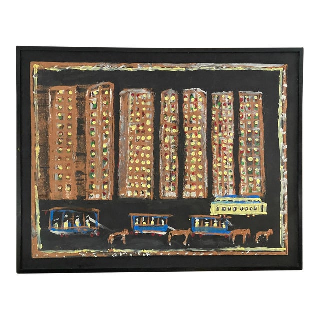 Jimmy Lee Sudduth “Horse-Drawn Streetcar” New Orleans Painting For Sale