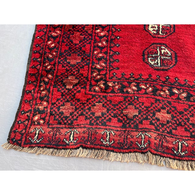 Vintage Afghan Ersari Turkmen Bokhara Rug, Abrash Red - 7'2" X 4'8" For Sale - Image 10 of 13