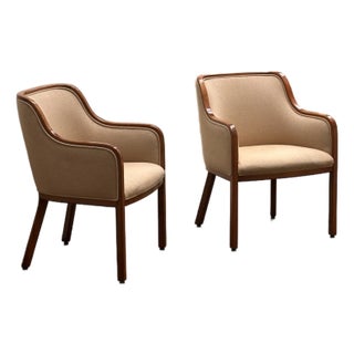 Pair of Ash Upholstered Club/Tub Chairs in the Style of Ward Bennett, Circa 1980 For Sale
