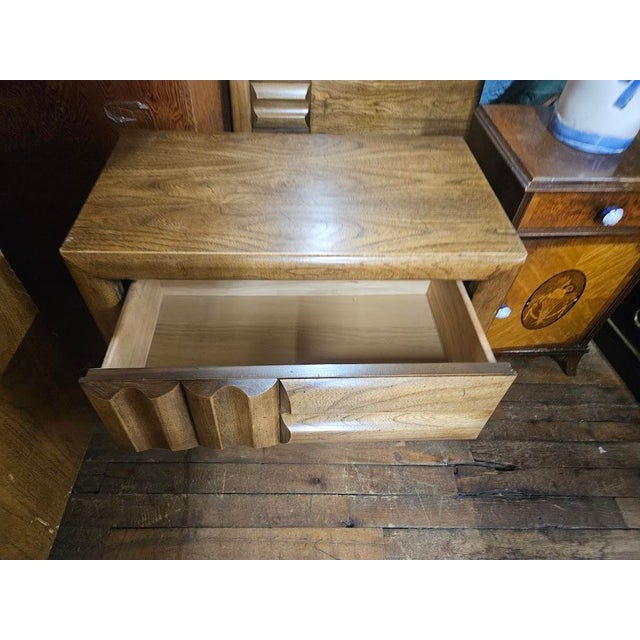 Mid-Century Modern Lane Furniture "Staccato" Brutalist Tallboy Dresser & Nightstand For Sale - Image 13 of 17