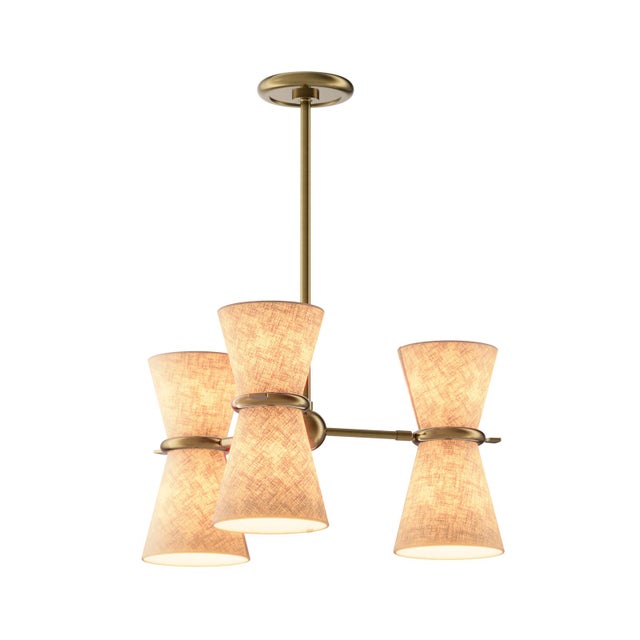 2020s Gable Pendant, Antique Natural Brass with Oyster Shade For Sale - Image 5 of 9