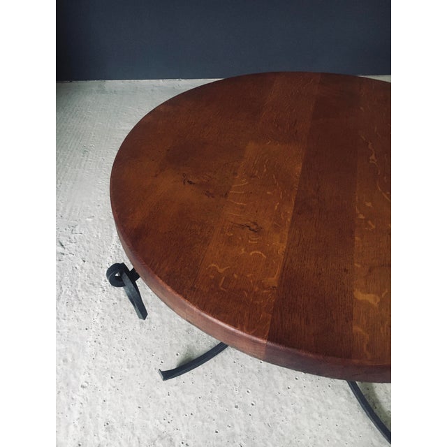 Rustic Oak and Wrought Iron Coffee Table, Belgium, 1950s For Sale - Image 9 of 15