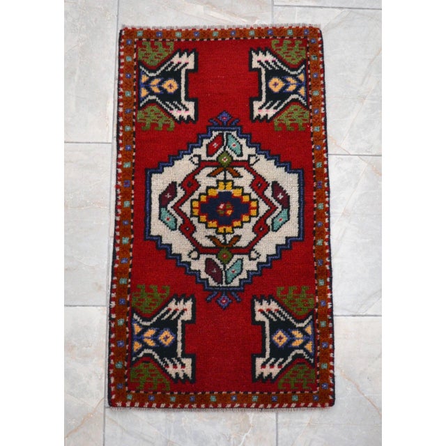 1980 Hand Made Mat Small Turkish Rug - 1′9″ × 3′1″ For Sale - Image 9 of 12