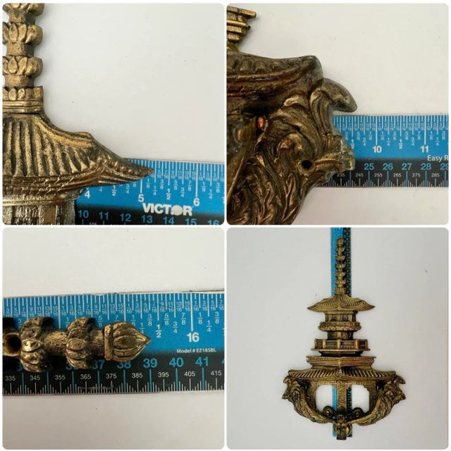 Vintage Large Chinoiserie Brass Pagoda Door Knocker of Distinction For Sale - Image 12 of 12