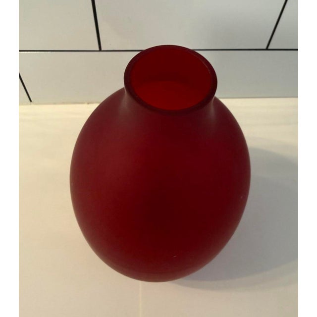 V. Nason & Co. Murano v. Nason & Co. Satin Red Glass With Amber Stopper, Italy – 8in For Sale - Image 4 of 7