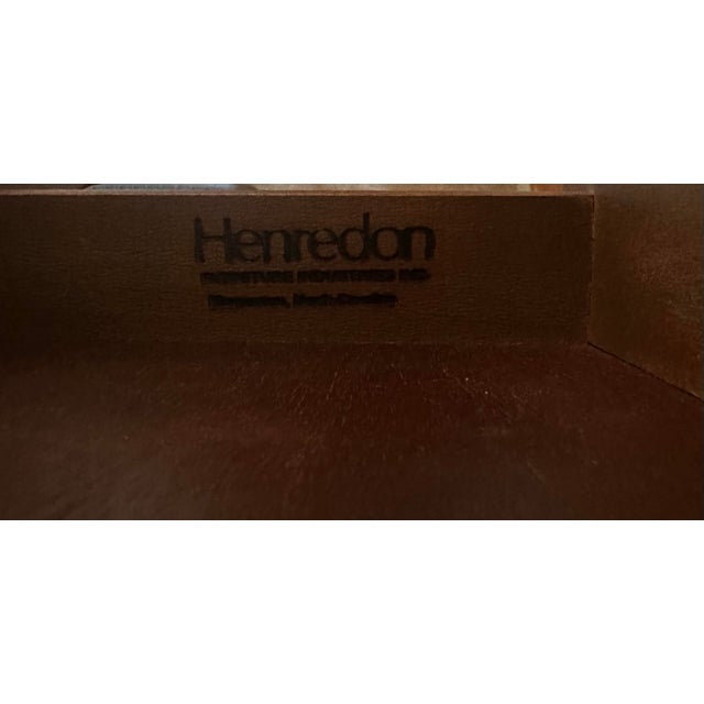 Late 20th Century Henredon Burl Elm Neoclassical Marble Top Nightstand Bedside Chest For Sale - Image 11 of 11