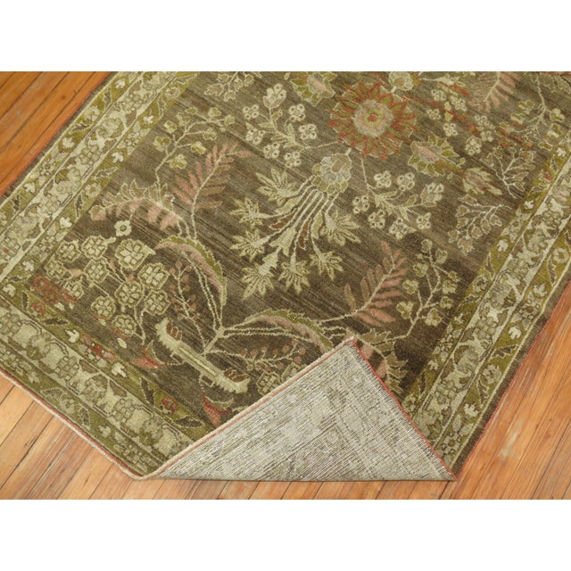 Early 20th Century Elegant Brown Green Persian Malayer Rug - 4'3" x 6'9" For Sale - Image 12 of 18