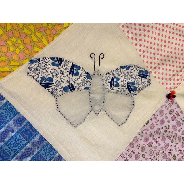 1950s Vintage Butterfly Handmade Quilt For Sale - Image 5 of 12