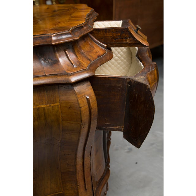 19th Century Pair of Italian Rococo Style Walnut Commodes For Sale - Image 9 of 12