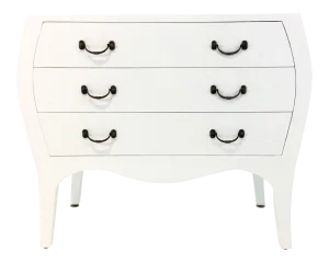 Currey & Company Modern White Lacquer Lombard Bombe Chest of Drawers