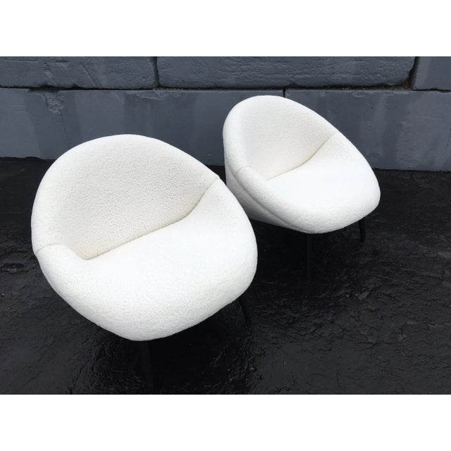 1950s 1950s Mid-Century Modern Faux Sheepskin Lounge Chairs - A Pair For Sale - Image 5 of 13
