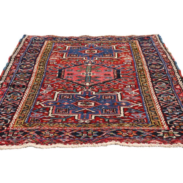 Tribal Antique Persian Heriz Rug, 03'01 X 04'04 For Sale - Image 3 of 10