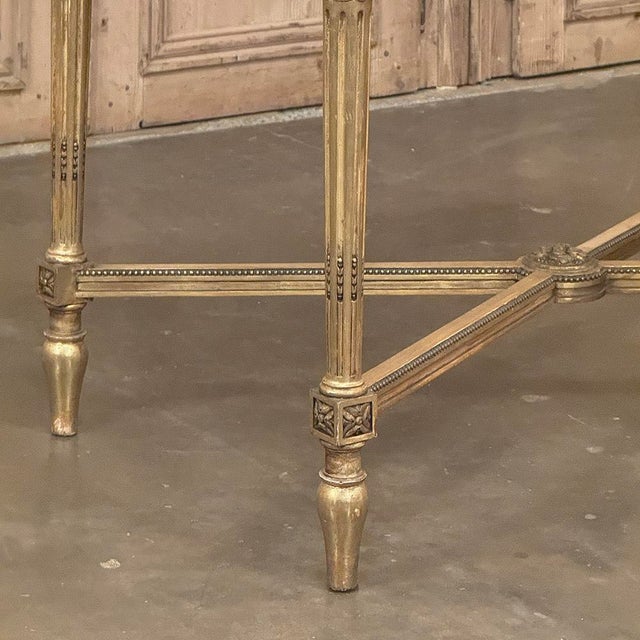 19th Century French Louis XVI Giltwood Center Table With Carrara Marble For Sale - Image 9 of 12