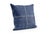 Blue suede with cream leather lacing, natural linen backing with side zipper, down & feather pillow insert 20h x 20w x 5.5d