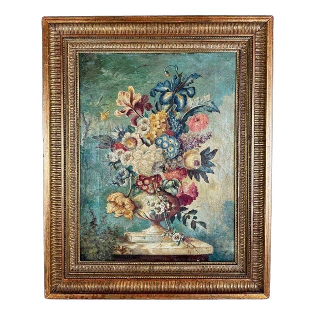 Floral Still Life, 19th Century, Oil Painting on Canvas, Framed For Sale