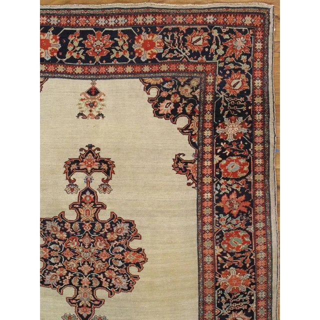 Traditional Antique Farahan Sarouk Rug, Handmade Oriental Rug, Ivory, Red, Navy For Sale - Image 3 of 6
