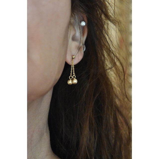 Modern 14k Textured Ball Chain Dangly Drop Post Earrings, A Pair For Sale - Image 3 of 12