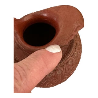 19th C Ottoman Terracotta Creamer Jug - Antique Tophane Redware Pitcher Ewer - Islamic Folk Pottery as Is For Sale