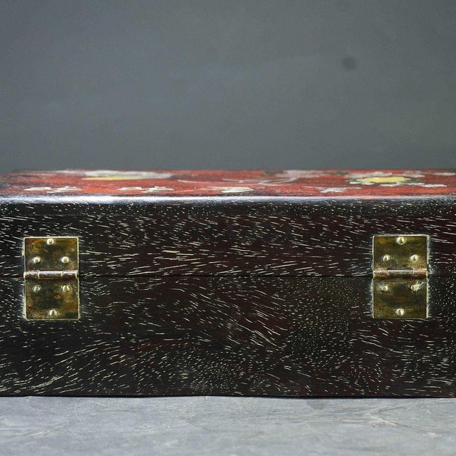 Shell Wooden Jewelry Box With Mother-of-Pearl Inlay & Brass Latch – "Harmony" Motif For Sale - Image 7 of 10