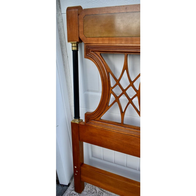Vintage Pair of Twin Size Regency Inlaid Mahogany Headboards W/Brass Fittings For Sale In Philadelphia - Image 6 of 13