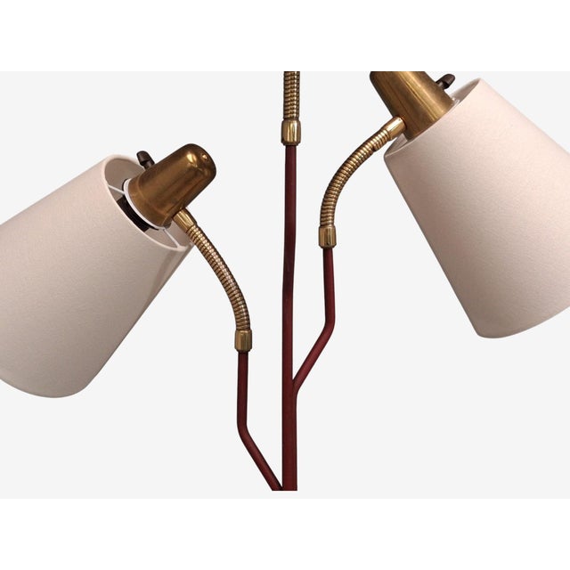 Red Eskilstuna Elektrofabrik, Floor Lamp, Red Lacquered Metal, Brass, Sweden, 1960s For Sale - Image 8 of 13