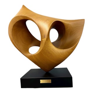 David Allen Chamberlain ‘Resona’ 1984 Hand-Carved Solid Mahogany Abstract Sculpture For Sale