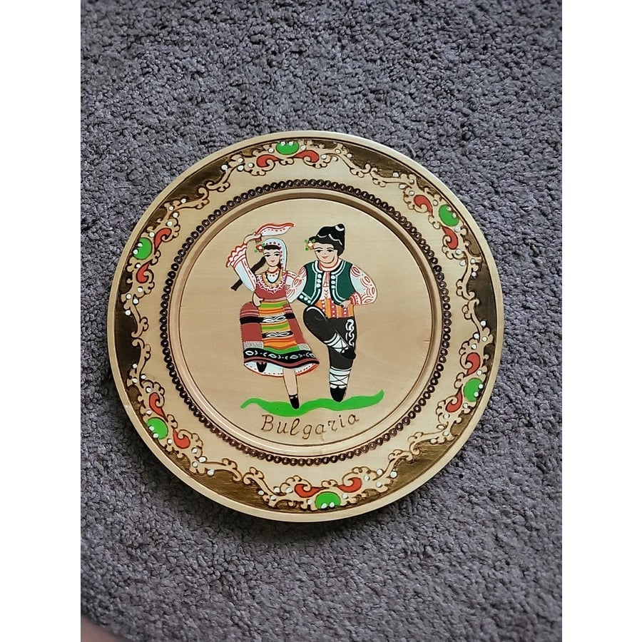 Plaque En Bois Folk Art, Pyrographié Motif Mandala, Fait Main, Bulgarie