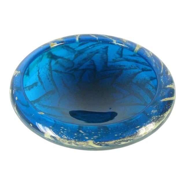 1970s Maltese Blue Mouth-Blown Glass Bowl For Sale