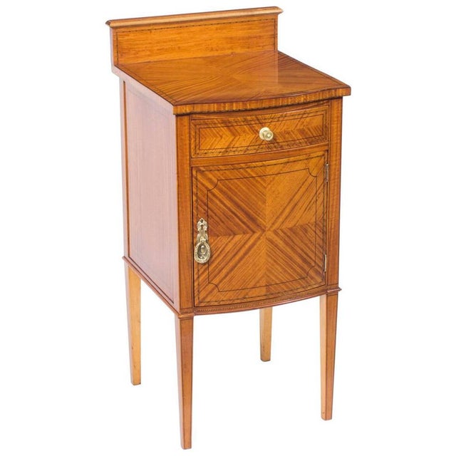 19th Century Victorian Satinwood Bowfront Bedside Cabinet For Sale - Image 9 of 9