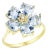 Nina Zhou Aquamarine Diamond Cherry Blossom Ring in 14k Yellow Gold, size 7.5 For Sale