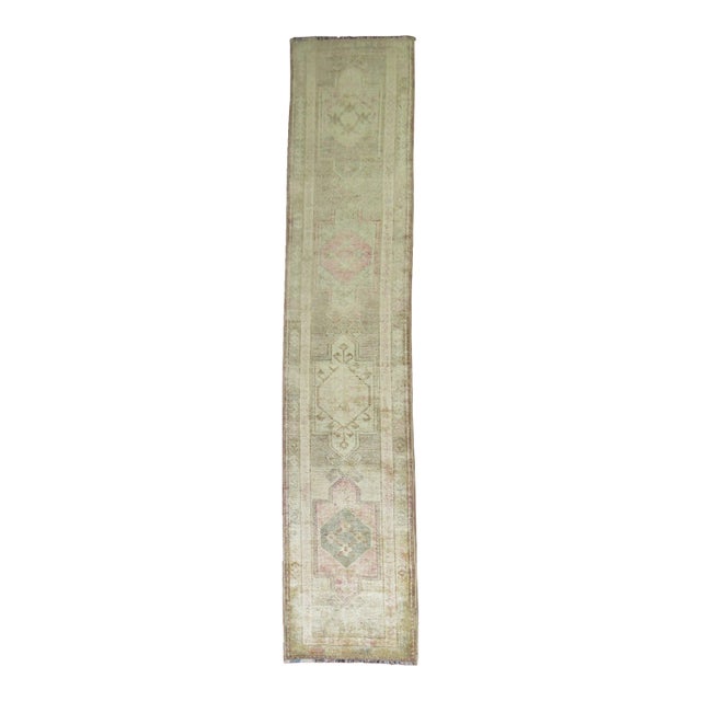 Pale Turkish Vintage Long Runner For Sale