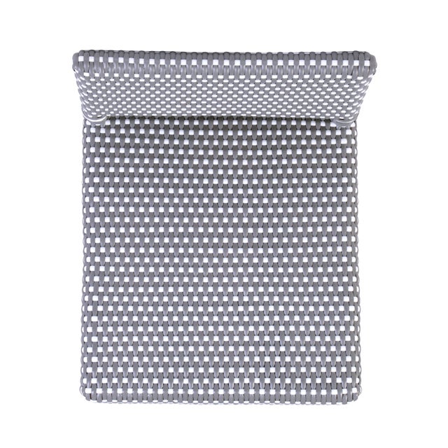 Gray Serienna 30 in. Seat Height Rectangular Rattan Low Back Bar Stool, Gray/White Dot / Natural Rattan Frame For Sale - Image 8 of 9