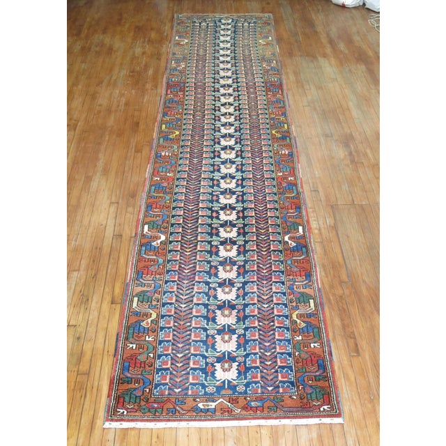 Blue Zabihi Collection Lovely Northwest Persian Eclectic Persian Runner For Sale - Image 8 of 8